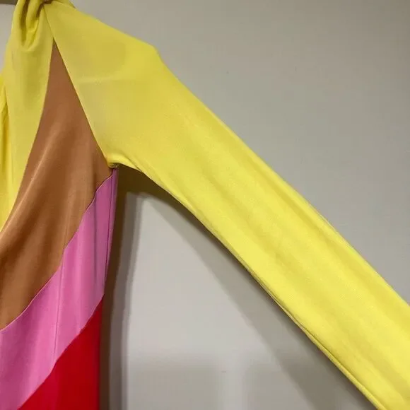 Staud Serena One Shoulder Multi Color Long Dress Medium - Picture 4 of 11